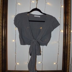 Polka Dot Wrap Crop Top